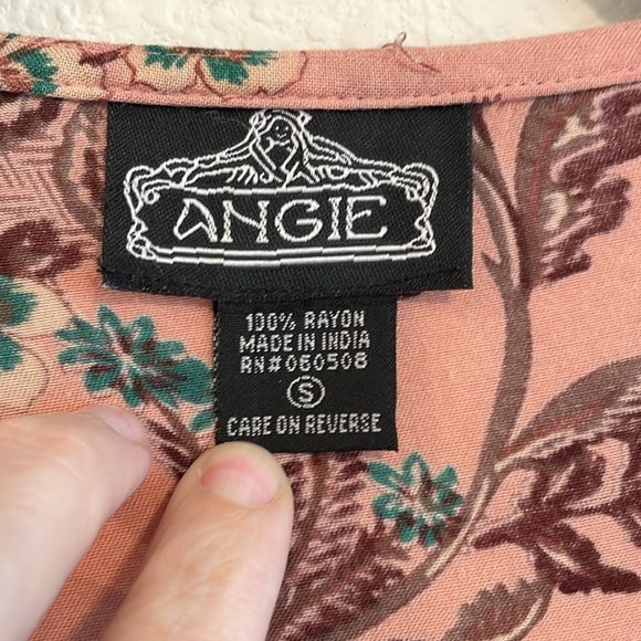 Angie Women’s Cardigan Kimono Small Pink Floral Open Front Longline Bohemian - Picture 7 of 11